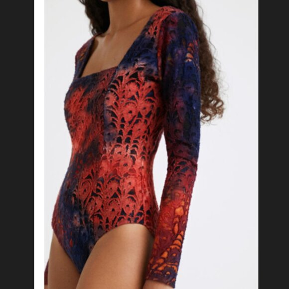 NWOT Desigual Semi Sheer Bodysuit - Picture 2 of 9